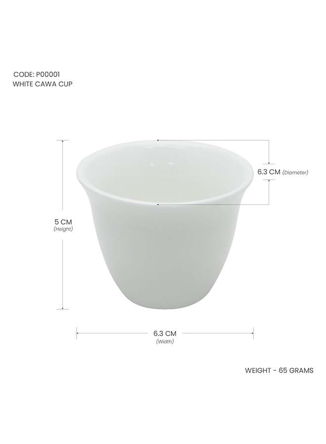 PEARL كوب قهوة أبيض سيراميكي، P00001، مجموعة 12 قطعة - Image 3