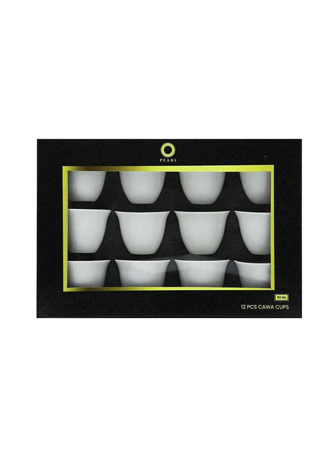 PEARL كوب قهوة أبيض سيراميكي، P00001، مجموعة 12 قطعة - Image 4
