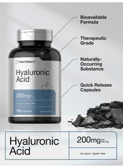 Horbaach Horbäach Hyaluronic Acid Supplement | 200 mg | 150 Capsules | Non-GMO and Gluten Free Supplement  - Image 3