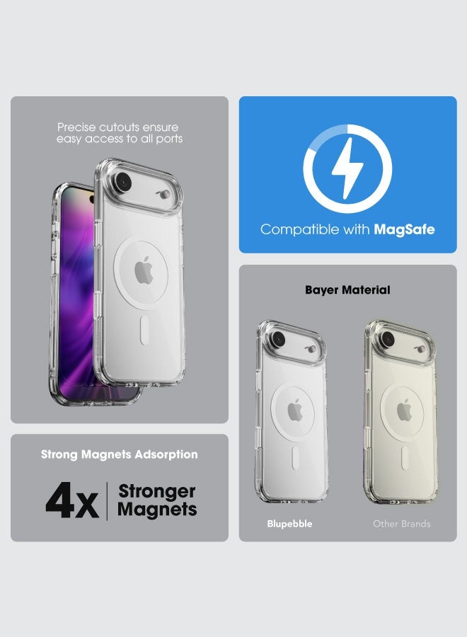 blupebble Hybrid MagClear MagSafe Case for iPhone 17 Air – Slim Transparent Protective Cover, Shockproof, Wireless Charging Compatible - Image 3