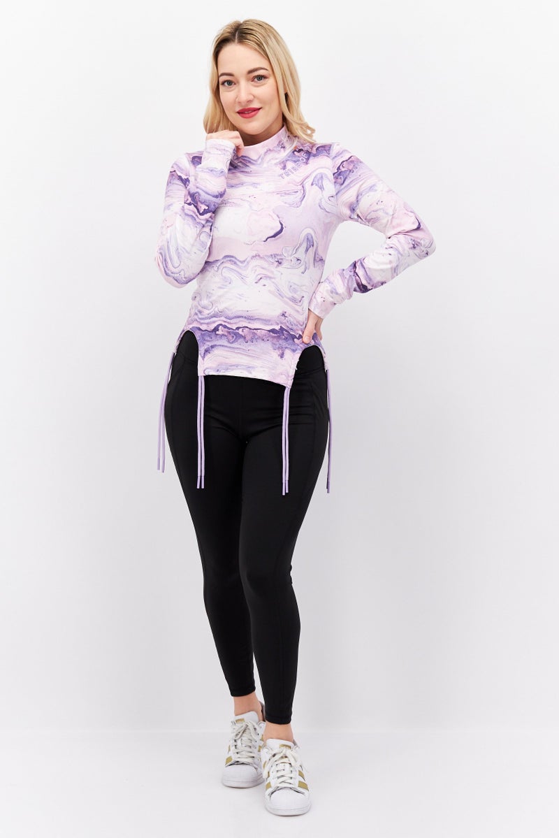 TRIBE OF 6 Women Mock Neck Long Sleeves Swirl Print Top, Multicolor - Image 2