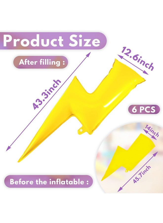 Hungdao Set of 6 Lightning Bolt Foil Party Balloons 45 Inch Flash Foil Lightning Bolt Shape Balloons Birthday Party Supplies for Wedding Decoration(Yellow) - Image 2