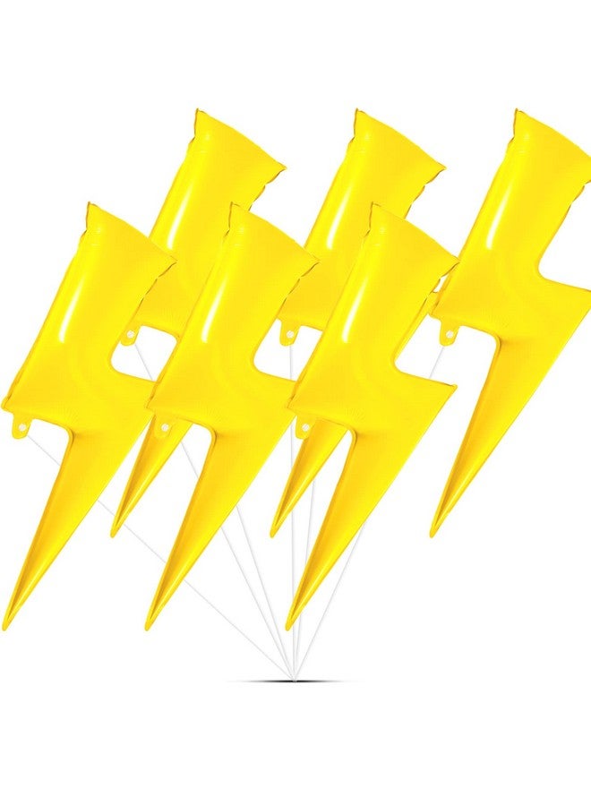 Hungdao Set of 6 Lightning Bolt Foil Party Balloons 45 Inch Flash Foil Lightning Bolt Shape Balloons Birthday Party Supplies for Wedding Decoration(Yellow) - Image 1