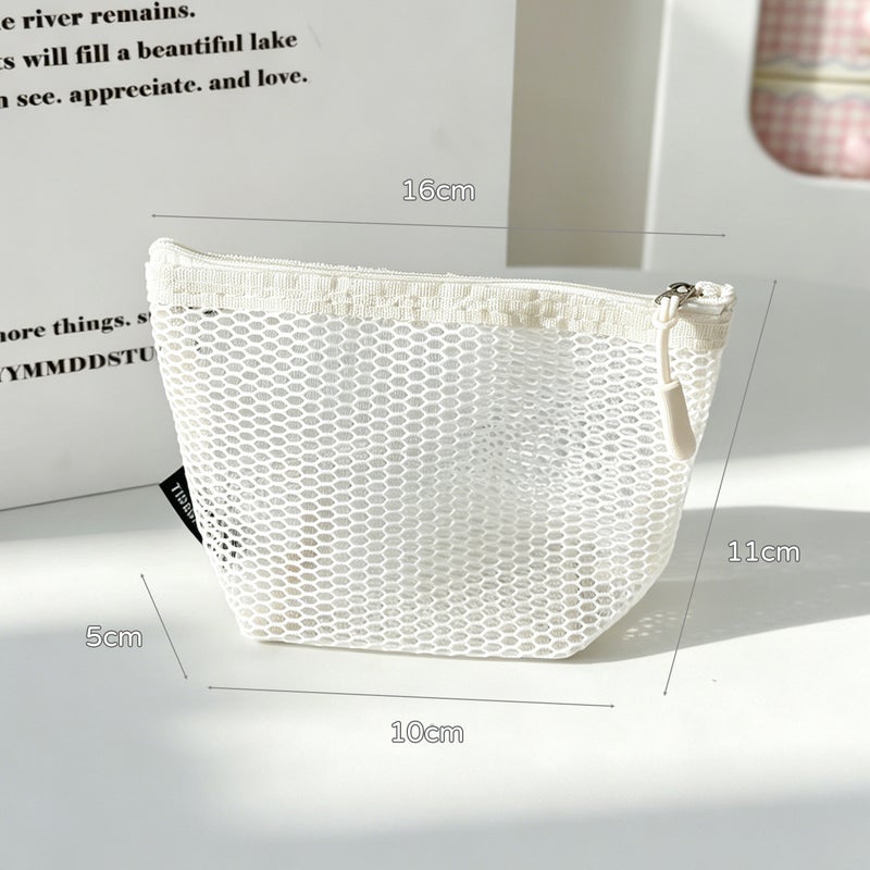 Pure Color Mesh Cosmetic Bag - Image 1