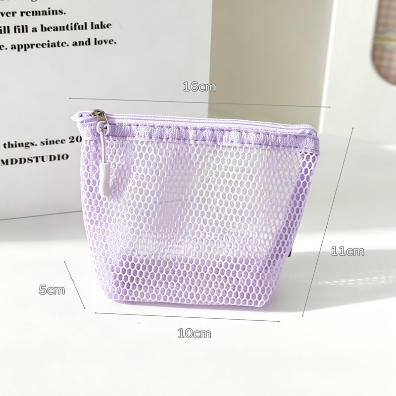 Pure Color Mesh Cosmetic Bag - Image 3
