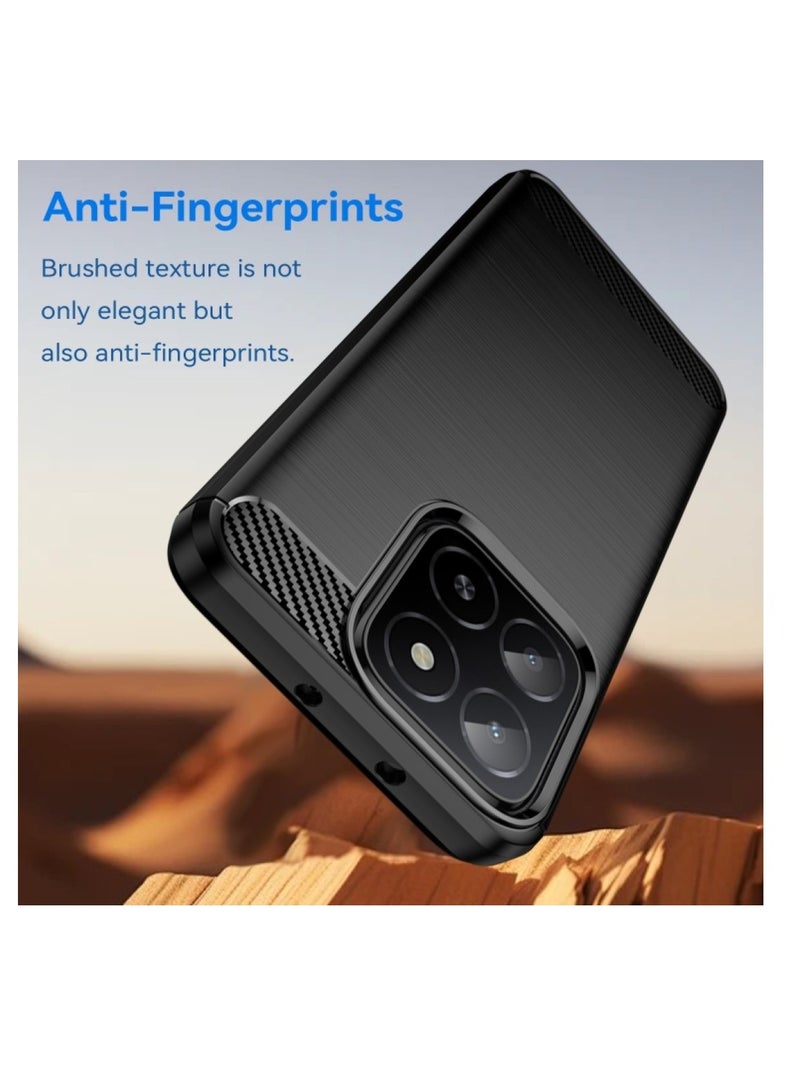Honor X6B  Case Cover – Rugged Shield Design, Brushed Carbon Fiber Texture, Shockproof TPU, Anti-Slip, Slim and Lightweight Protection in Black  - Image 3