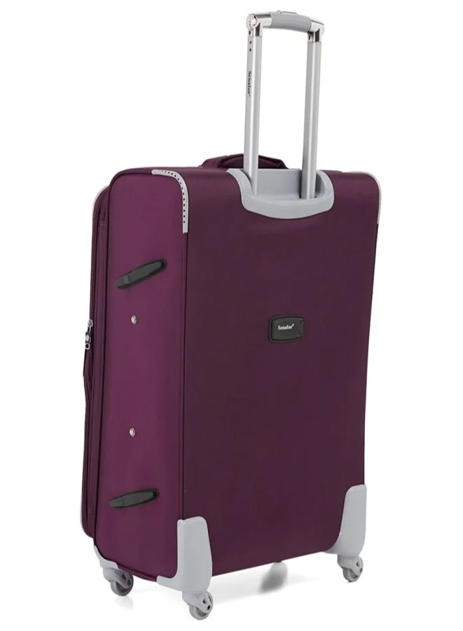 SENATOR Soft Shell Trolley Luggage Set of 4 Pcs For Unisex Ultra Lightweight Expandable Suitcase With 4 Wheels LL003 Purple
