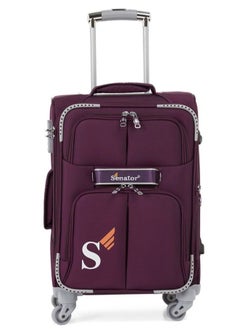 SENATOR Soft Shell Trolley Luggage Set of 4 Pcs For Unisex Ultra Lightweight Expandable Suitcase With 4 Wheels LL003 Purple  - Image 2