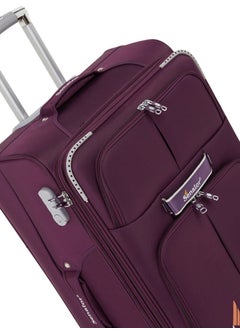 SENATOR Soft Shell Trolley Luggage Set of 4 Pcs For Unisex Ultra Lightweight Expandable Suitcase With 4 Wheels LL003 Purple  - Image 4