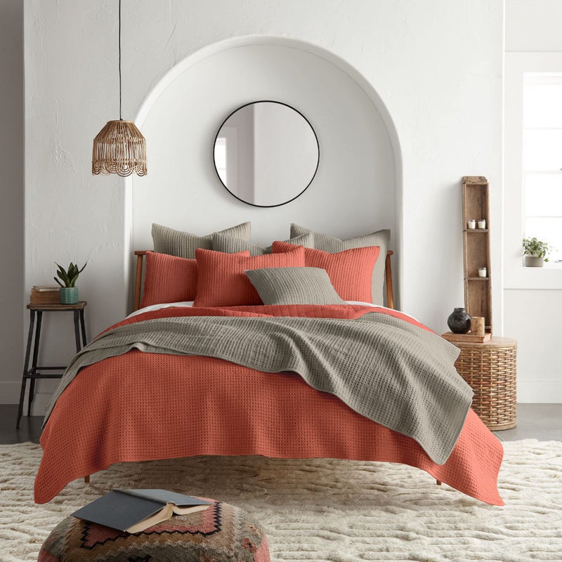 Levtex Home - Mills Waffle - Full/Queen Quilt Set - Adobe Cotton Waffle - Quilt Size (88 x 92in.), Sham Size (26 x 20in.) - Image 3