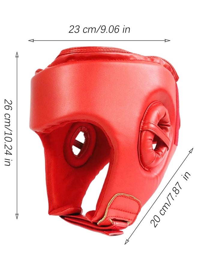 DUNISO Boxing Helmet Wrestling Training Helmet Professional Protective Training Supplies Adjustable Martial Arts Boxing Equipment Taekwondo Thickened Fighting Head Guard Red - Image 5
