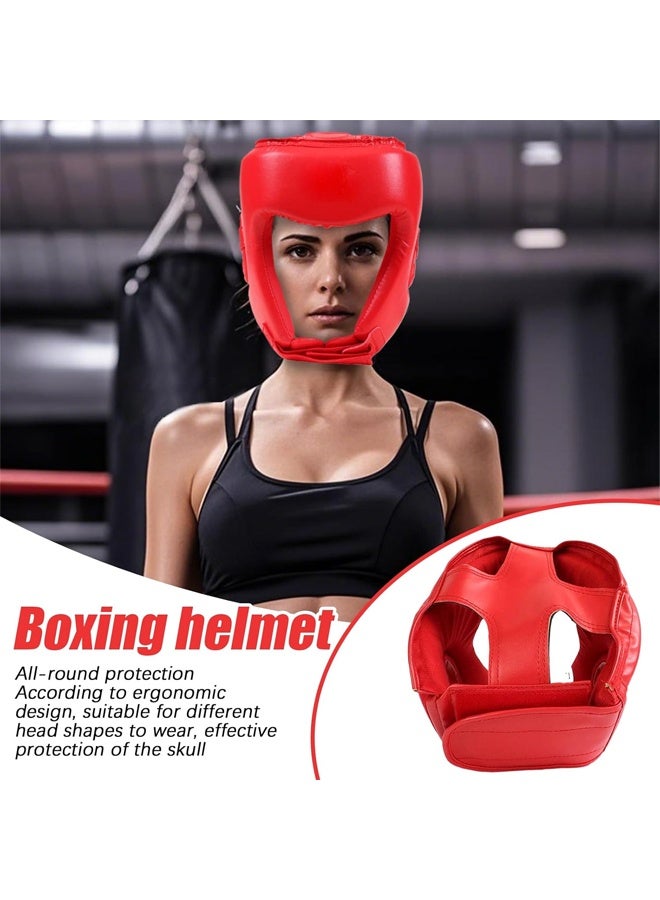 DUNISO Boxing Helmet Wrestling Training Helmet Professional Protective Training Supplies Adjustable Martial Arts Boxing Equipment Taekwondo Thickened Fighting Head Guard Red - Image 3