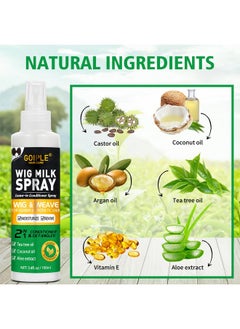 Goiple Wig Milk Spray Wig Spray for Synthetic Hair, Leave-In Conditioner Spray for Hair Wigs, Conditioner ＆ Detangler 2 in 1 Moisturize Spray, Hydrates & Replenishes Synthetic Wigs Easy Combing (3.4 fl oz)  - Image 2