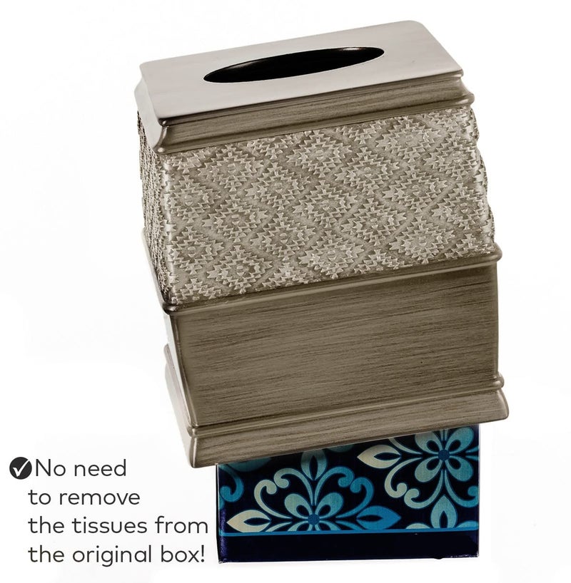 Creative Scents Dublin Silver Tissue Box Cover Square - Decorative Square Tissue Holder for Bathroom - Modern Tissue Holder for Cute Elegant Bathroom Or Home Decor - Image 4