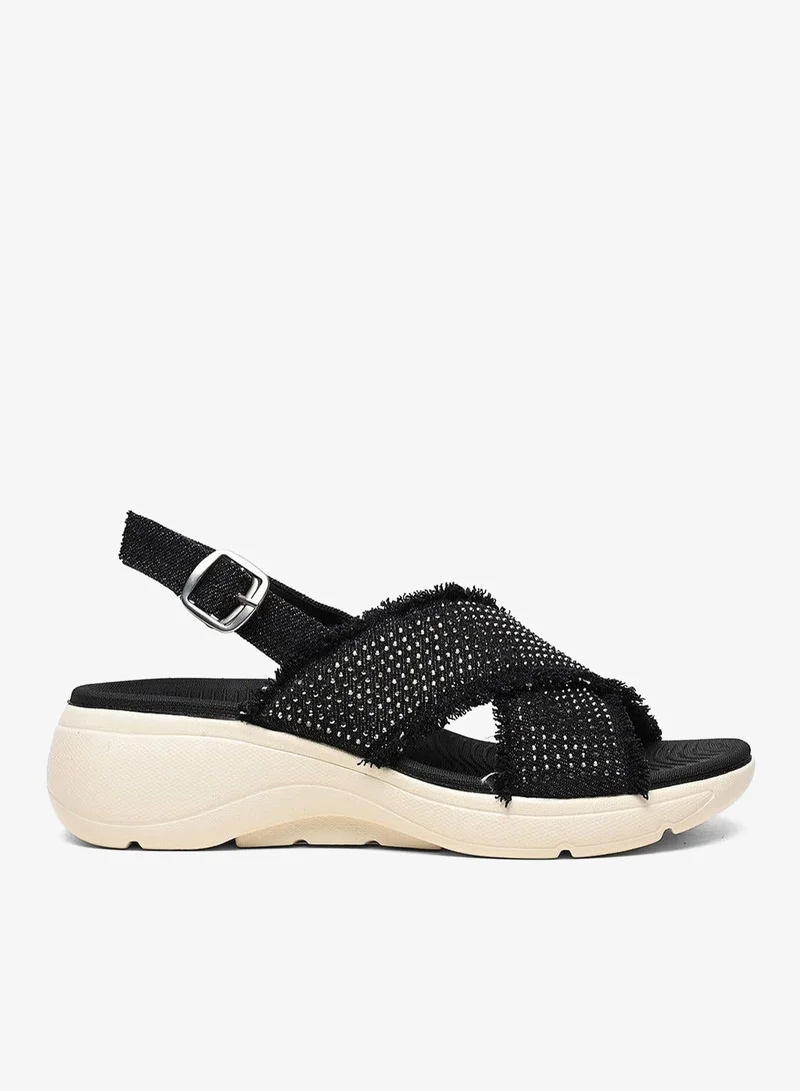 Cuple Casual Slingback Comfort Sandal with Crystal Straps