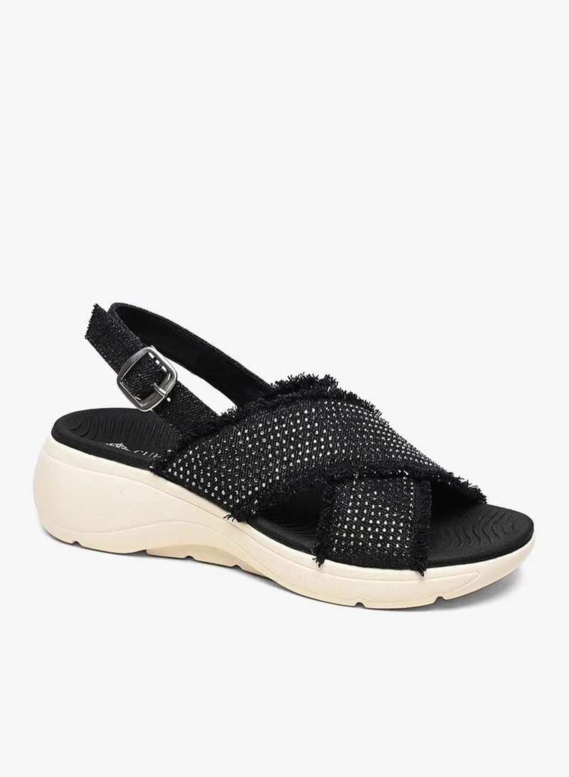 Cuple Casual Slingback Comfort Sandal with Crystal Straps