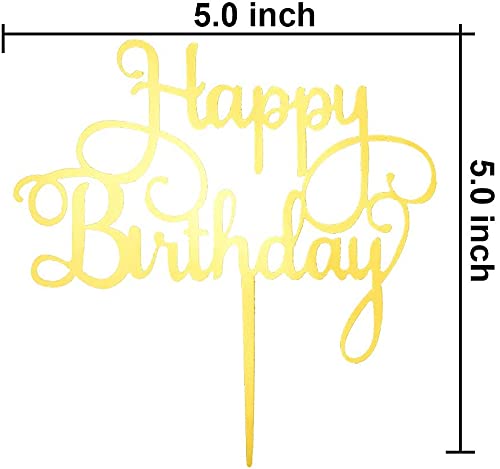 Incrizma Gold Cake Topper Acrylic Cake Topper | Topper Cake Decoration Supplies (Happy Birthday) - Image 3