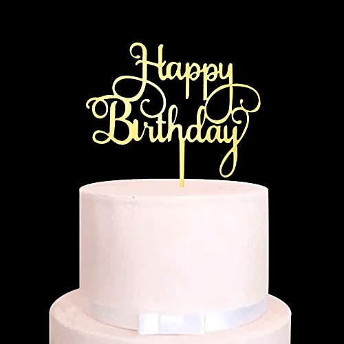 Incrizma Gold Cake Topper Acrylic Cake Topper | Topper Cake Decoration Supplies (Happy Birthday) - Image 1