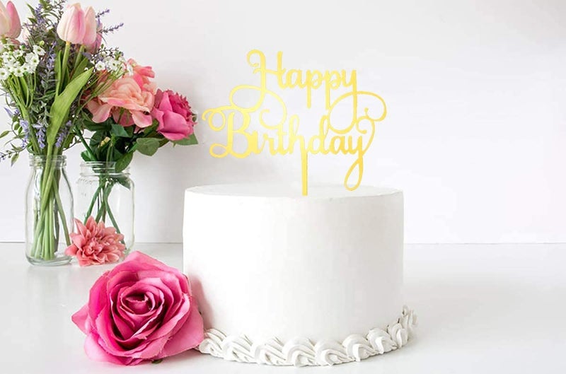 Incrizma Gold Cake Topper Acrylic Cake Topper | Topper Cake Decoration Supplies (Happy Birthday) - Image 2
