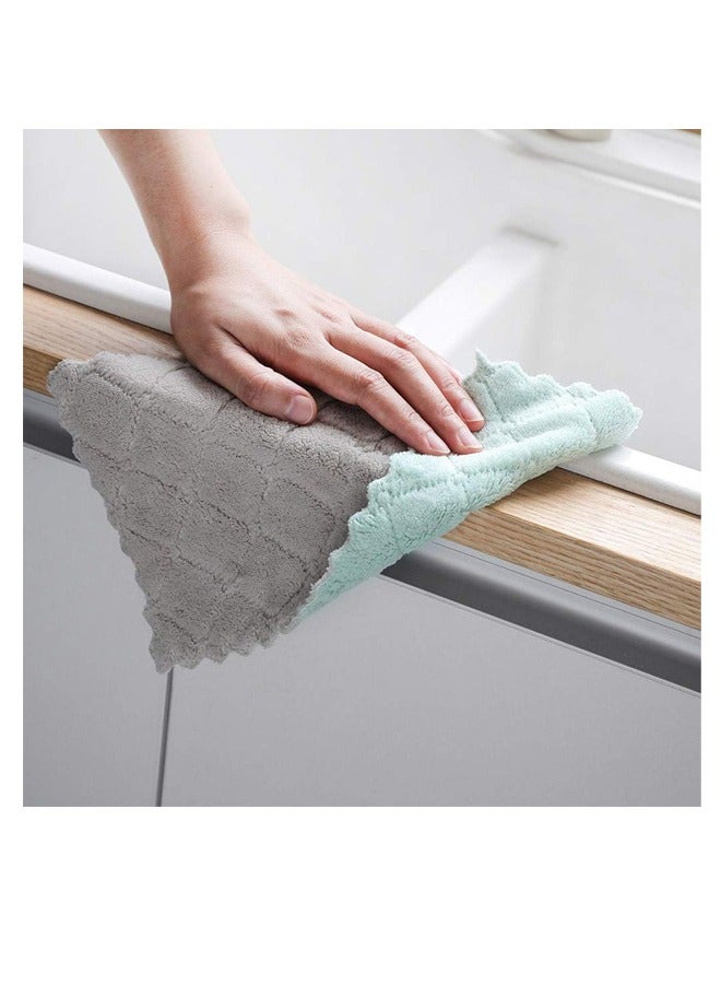 Dish Towels, 12pcs Microfiber Cleaning Cloth Absorbent Cloth Glass Cleaning Cloth Rag, Green Gray  - Image 3