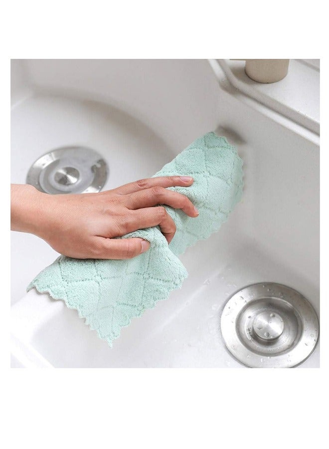 Dish Towels, 12pcs Microfiber Cleaning Cloth Absorbent Cloth Glass Cleaning Cloth Rag, Green Gray  - Image 4