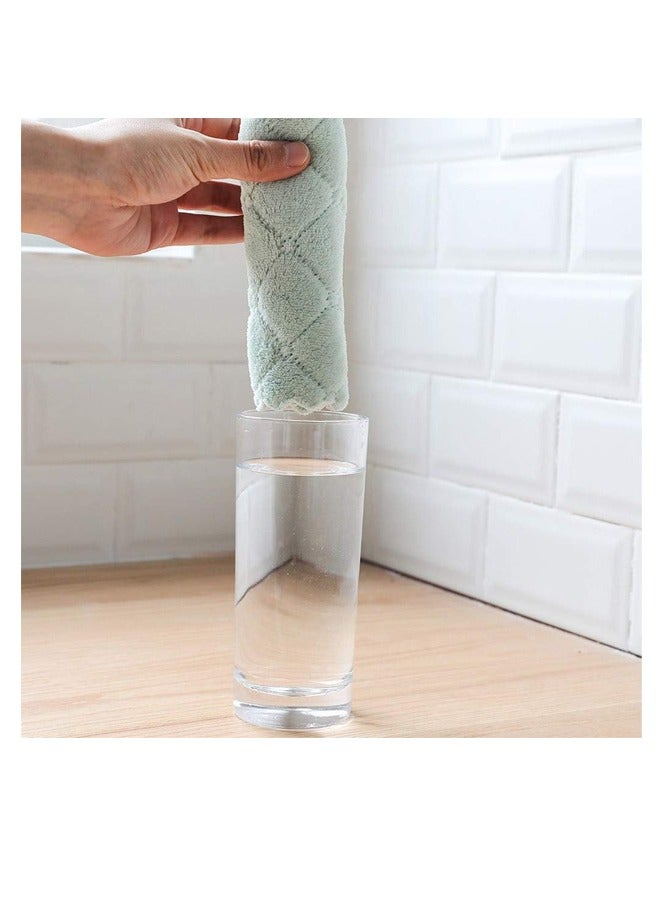 Dish Towels, 12pcs Microfiber Cleaning Cloth Absorbent Cloth Glass Cleaning Cloth Rag, Green Gray  - Image 5