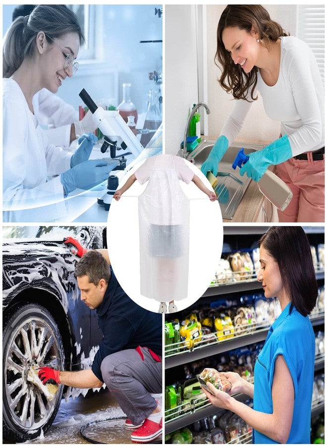 JaGely 12 Pieces Plastic Apron Waterproof, Unisex 43 x 27 Inch Heavy Duty PVC Apron for Dishwashing, Halloween, Kitchen (Clear) - Image 5