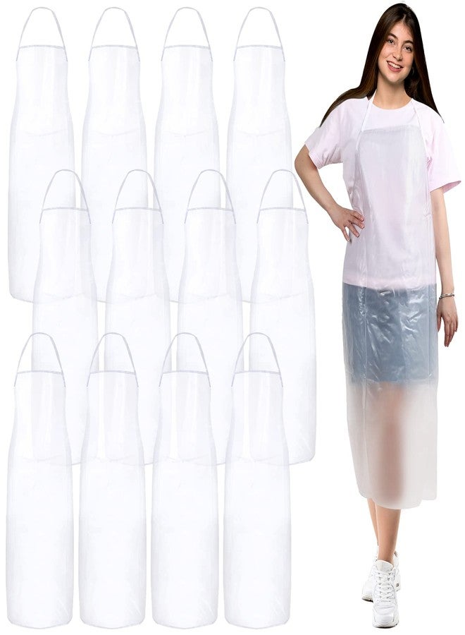 JaGely 12 Pieces Plastic Apron Waterproof, Unisex 43 x 27 Inch Heavy Duty PVC Apron for Dishwashing, Halloween, Kitchen (Clear) - Image 1