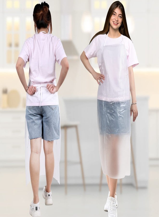JaGely 12 Pieces Plastic Apron Waterproof, Unisex 43 x 27 Inch Heavy Duty PVC Apron for Dishwashing, Halloween, Kitchen (Clear) - Image 3
