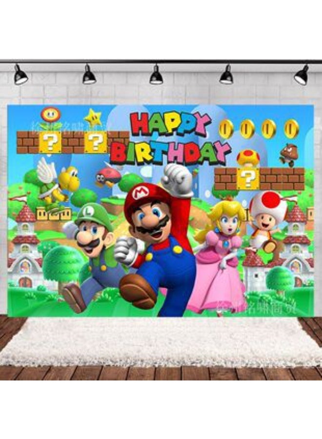 HIHILOOK Mario-themed birthday party decoration backdrop - Image 1