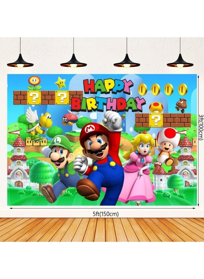 HIHILOOK Mario-themed birthday party decoration backdrop - Image 2