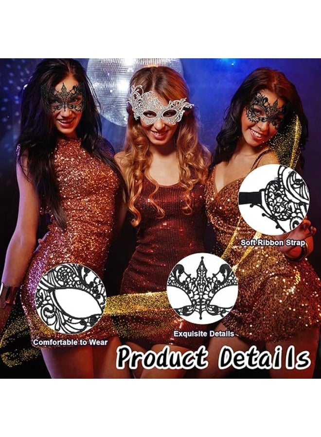 4Pcs Black Masquerade Lace Mask, Lace Eye Masks for Venetian Masquerade Costume Halloween Carnival Ball - Image 4