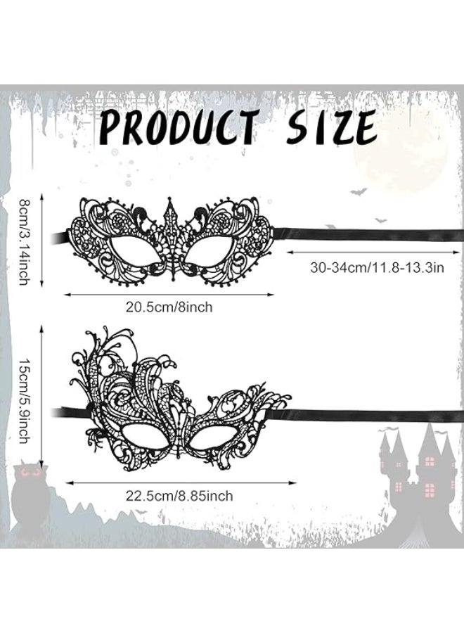 4Pcs Black Masquerade Lace Mask, Lace Eye Masks for Venetian Masquerade Costume Halloween Carnival Ball - Image 2