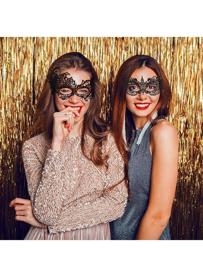 4Pcs Black Masquerade Lace Mask, Lace Eye Masks for Venetian Masquerade Costume Halloween Carnival Ball - Image 3