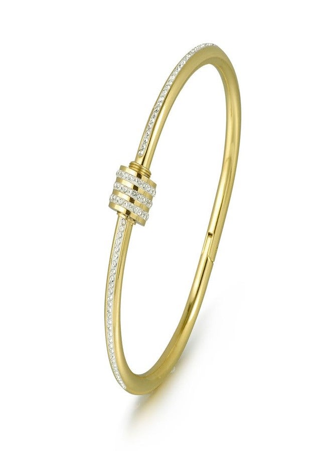 Okos Gold Plated Braclet Kada Combo Set for Girls & Women, Crystal Studded and Screw Design Bangles, Gold Tone Fashion Jewelry CO1000513GLD - Image 3