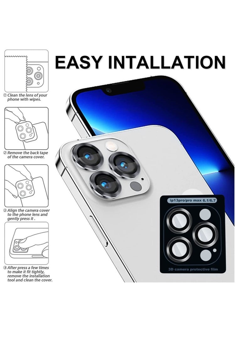 Raxoom Camera Lens Protector for iPhone 13 Pro 6.1"& iPhone 13 Pro Max 6.7", Tempered Glass Camera Lens Protector Aluminum Alloy Lens Ring Cover Fit for iPhone 13 Pro/iPhone 13 Pro Max (Black) - Image 5