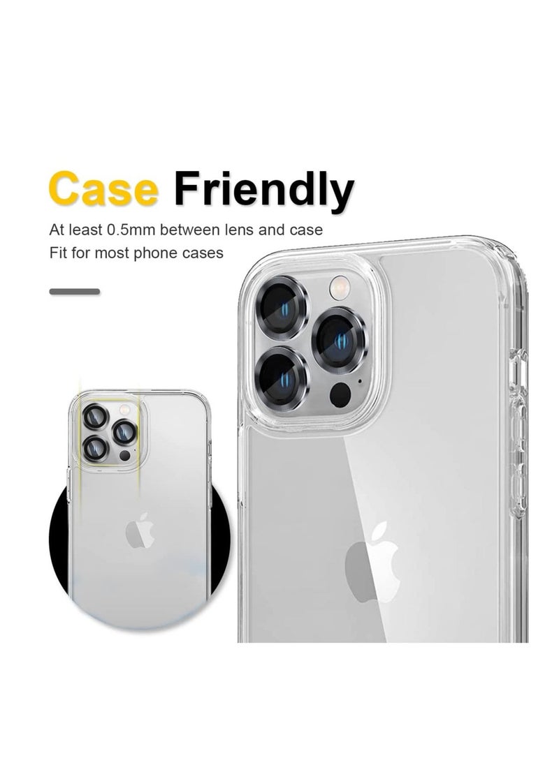 Raxoom Camera Lens Protector for iPhone 13 Pro 6.1"& iPhone 13 Pro Max 6.7", Tempered Glass Camera Lens Protector Aluminum Alloy Lens Ring Cover Fit for iPhone 13 Pro/iPhone 13 Pro Max (Black) - Image 4
