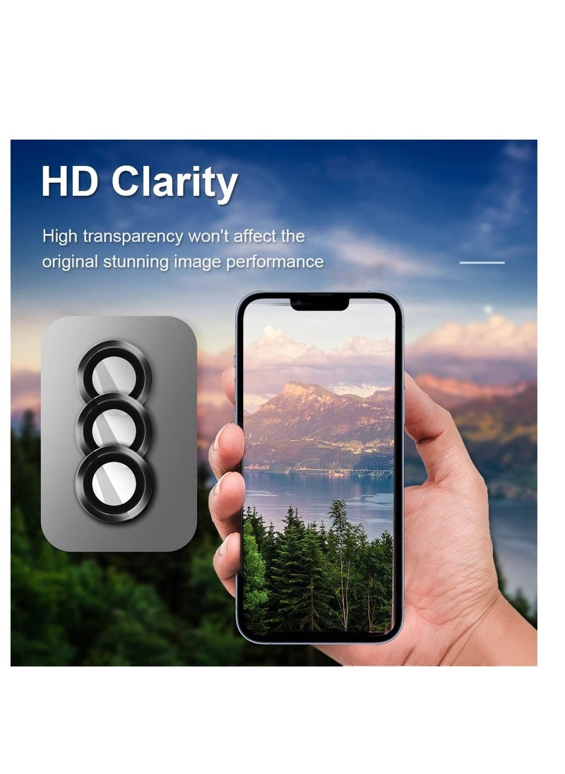 Raxoom Camera Lens Protector for iPhone 13 Pro 6.1"& iPhone 13 Pro Max 6.7", Tempered Glass Camera Lens Protector Aluminum Alloy Lens Ring Cover Fit for iPhone 13 Pro/iPhone 13 Pro Max (Black) - Image 2