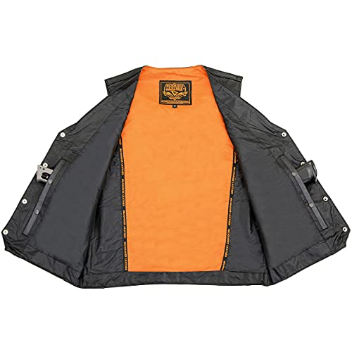 Milwaukee Leather ML1368 Men's Black Premium Leather V-Neck Motorcycle Rider Vest w/Buffalo Nickel Snaps Closure - 38 - Image 4