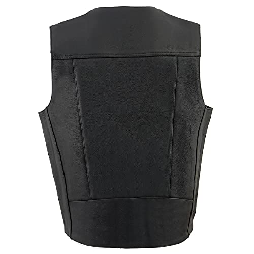 Milwaukee Leather ML1368 Men's Black Premium Leather V-Neck Motorcycle Rider Vest w/Buffalo Nickel Snaps Closure - 38 - Image 2