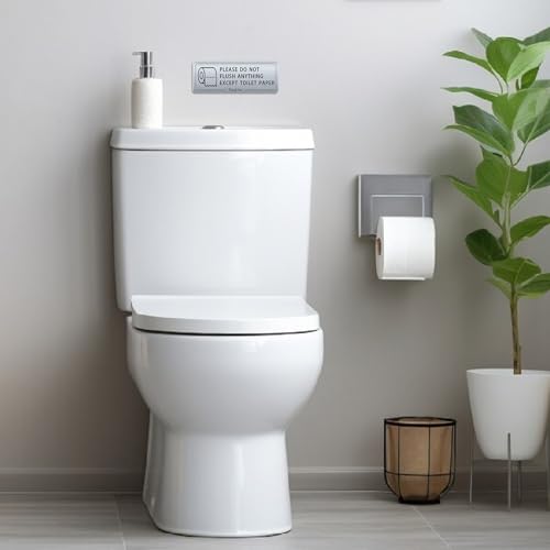 Fun-Plus 2 PACK Do Not Flush Anything Except Toilet Paper Bathroom Sign for Business Wall Set, Airbnb Essentials for Hosts, Guest Restroom Must Haves, Self-Adhesive Door Labels - Image 4