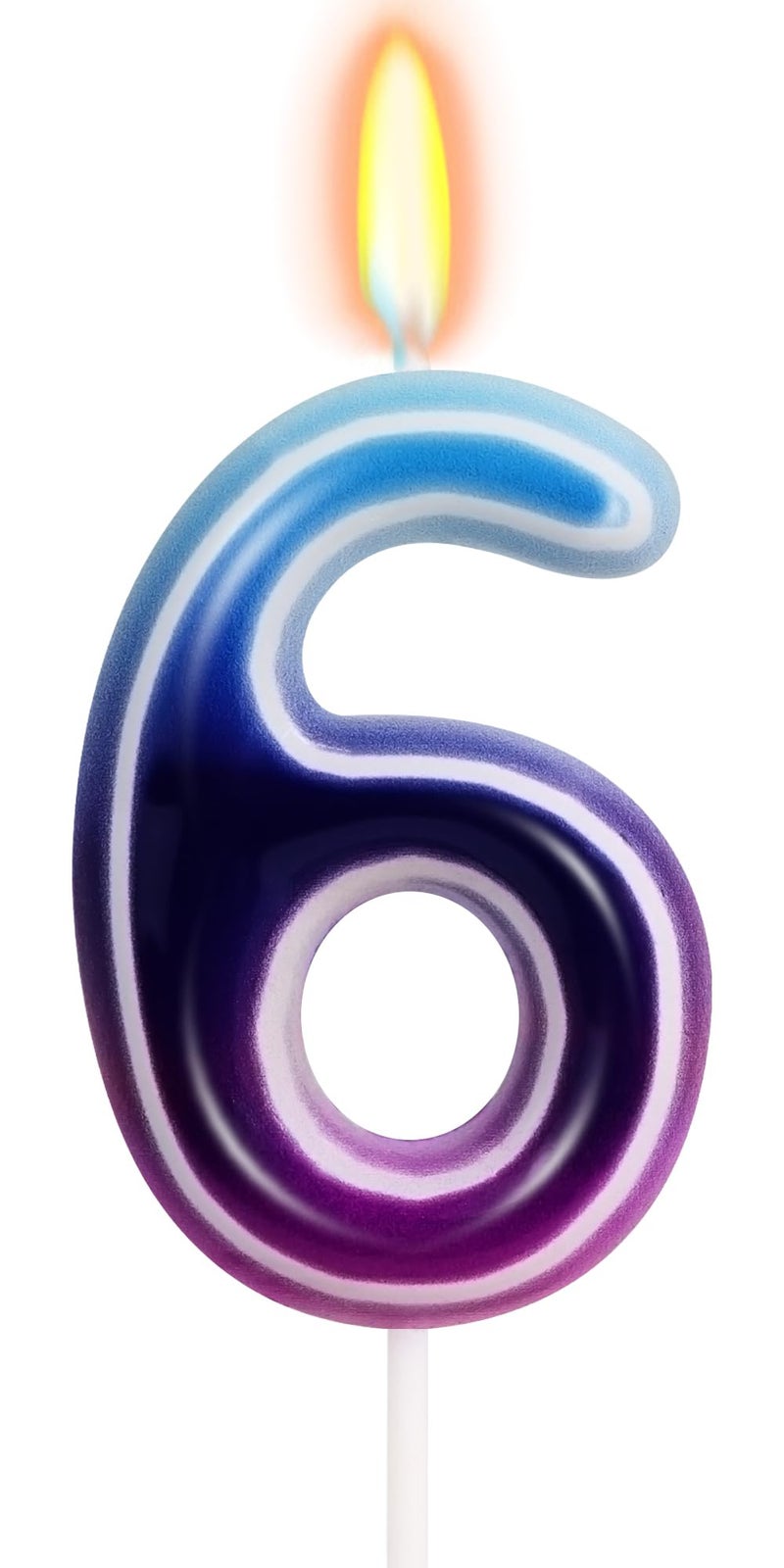 OGnomiFX K-pop Themed Birthday Candles - Number 6 Candle, Purple Blue Gradient Neon Cake Decoration, Cartoon Music Themed Birthday Party Decorations - Image 1