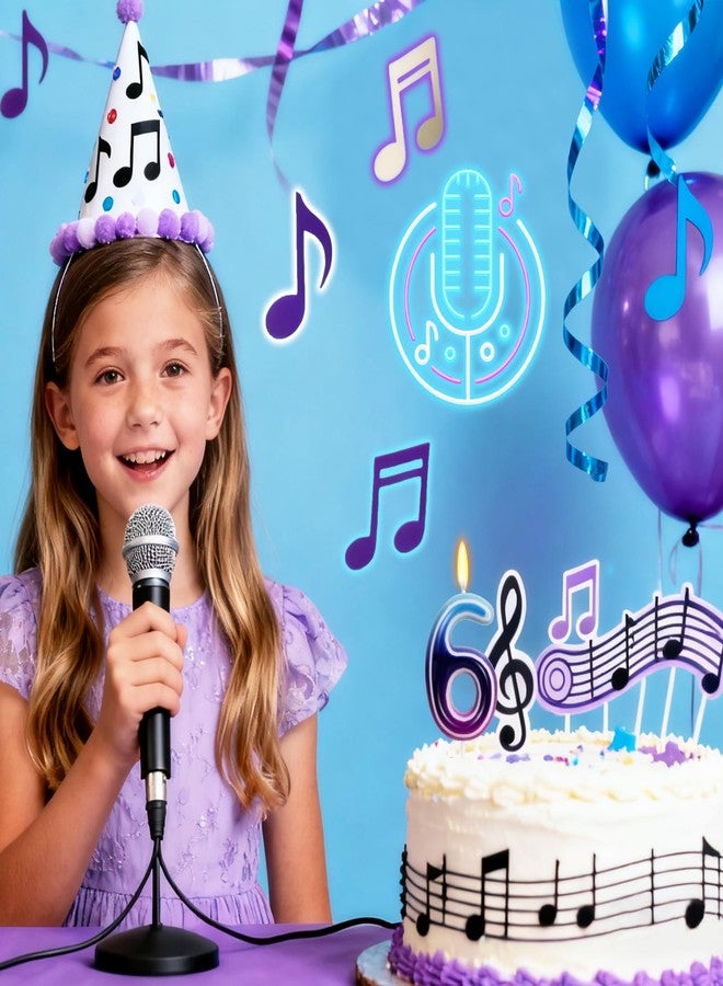 OGnomiFX K-pop Themed Birthday Candles - Number 6 Candle, Purple Blue Gradient Neon Cake Decoration, Cartoon Music Themed Birthday Party Decorations - Image 4