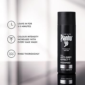 Plantur 39 AntiGrey effect 56DHI Caffeine Shampoo 200ml Gradually Darker and Stronger Hair Controlled concealing of grey hairs Supports natural hair growth - Image 2