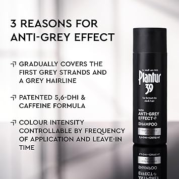 Plantur 39 AntiGrey effect 56DHI Caffeine Shampoo 200ml Gradually Darker and Stronger Hair Controlled concealing of grey hairs Supports natural hair growth - Image 4
