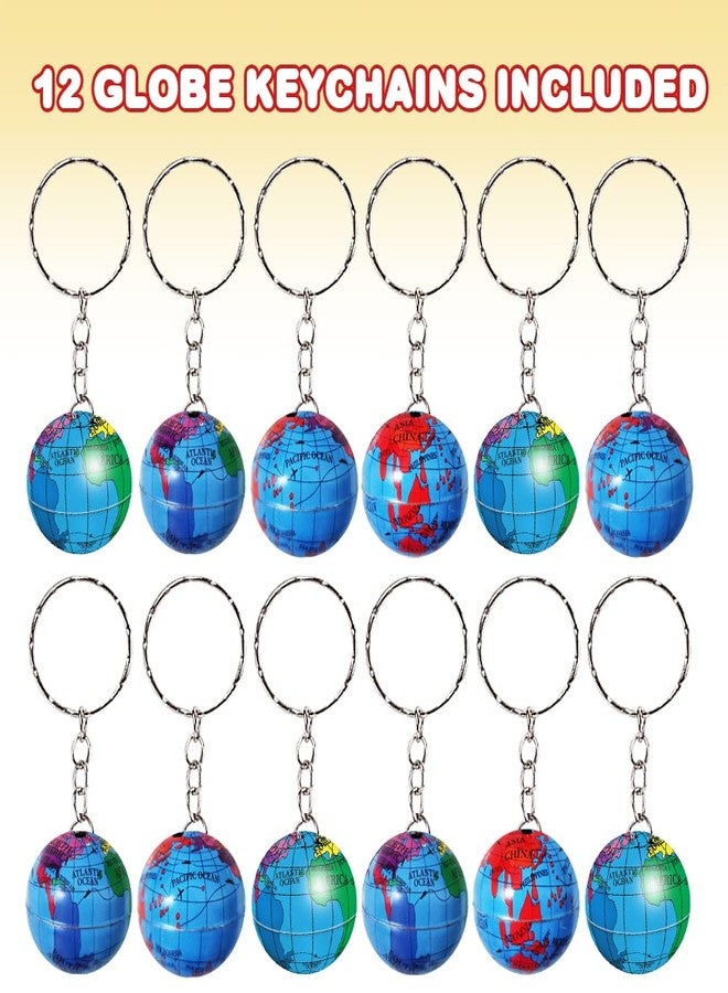 آرت كريتيفيتي مجموعة سلاسل مفاتيح ArtCreativity على شكل كرة أرضية للأطفال، 12 قطعة، سلاسل مفاتيح مزينة بكرة أرضية ملونة، إكسسوارات للمفاتيح أو حقيبة الظهر أو دفتر الجيب، هدايا مثالية لحفلات أعياد الميلاد وحفلات الكرنفال للأطفال - Image 2