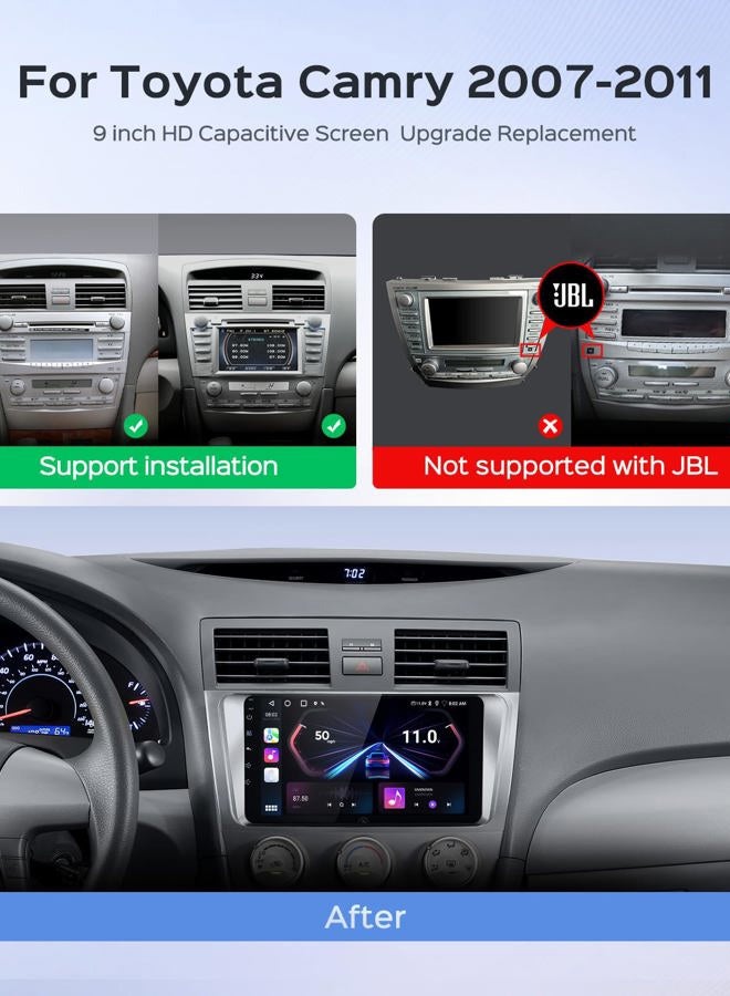 Ruicar 64G Car Stereo Radio for Toyota Camry 2006-2011, 9 Inch IPS HD Touch Screen Wireless CarPlay Android Auto/WiFi/GPS/FM/SWC/Bluetooth/1080P Backup Camera - Image 2