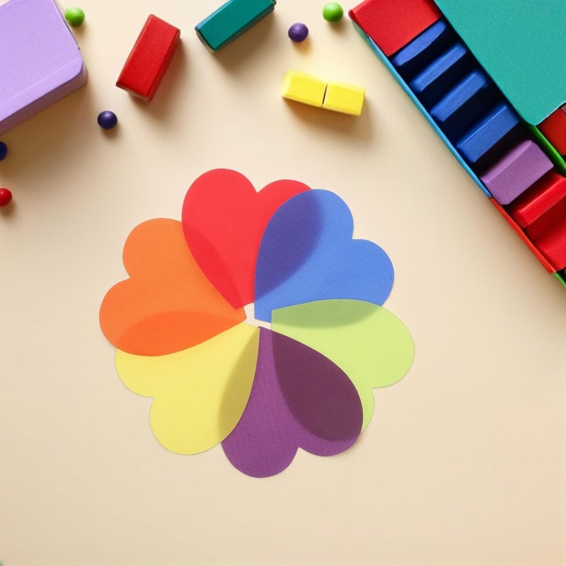 Abaodam 30pcs Heart-Shaped Floor Markers 125mm Carpet Spots Color-Coded Early Education Classroom Sitting Dots for Preschool Activity and Teacher Carpet Positioning - Image 5