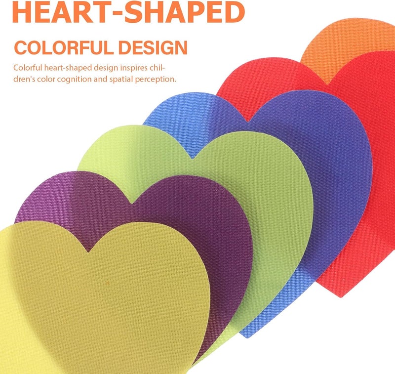 Abaodam 30pcs Heart-Shaped Floor Markers 125mm Carpet Spots Color-Coded Early Education Classroom Sitting Dots for Preschool Activity and Teacher Carpet Positioning - Image 3