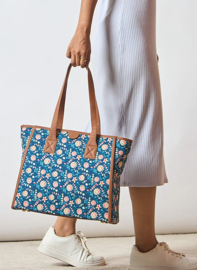 Teal by Chumbak Blue Bloom Everyday Tote